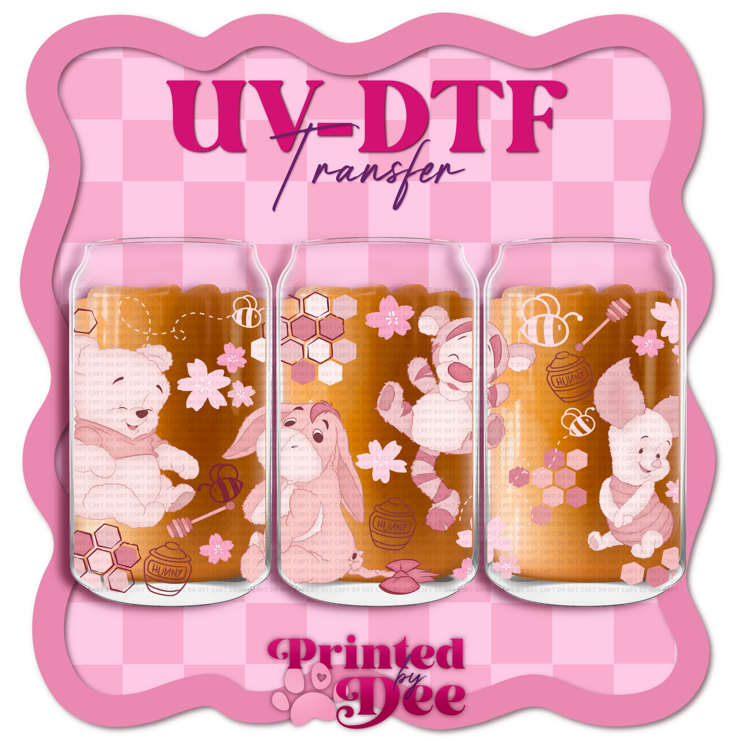 #162 Pretty pink Bear UV DTF