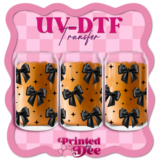 #140 black bows coquette  UV DTF